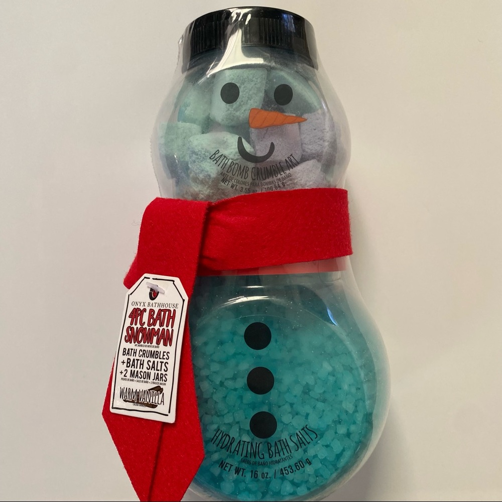 🔥5/$25🔥Onyx Bathhouse 4pc Snowman Bath Set - Bath Salts & Crumbles - Vanilla